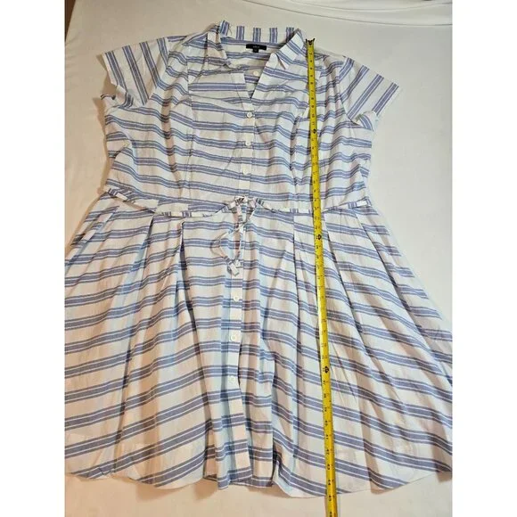 Ellos Womens Striped Button-Front Belted  Short-Sleeve Dress pockets Size‎ 4X - Picture 11 of 11